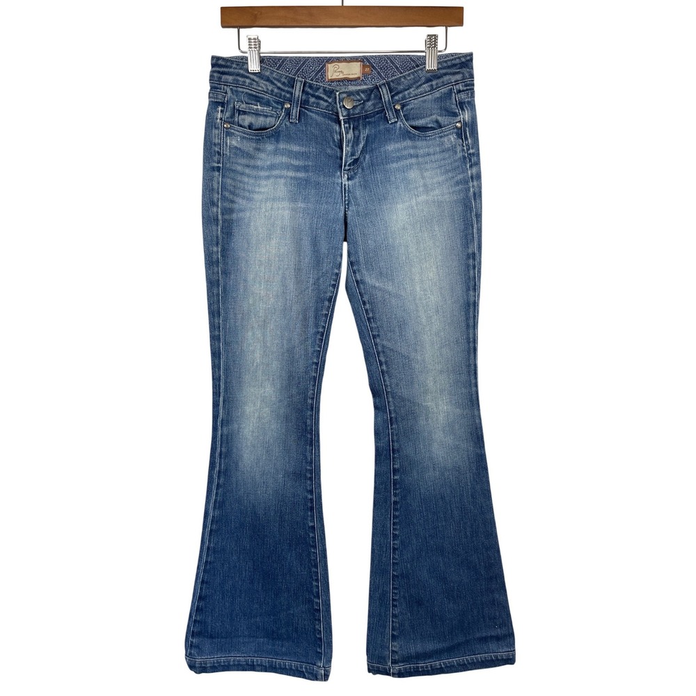 Paige Premium Denim Bootcut Jeans 27 Blue Distress Medium Wash Boho Western Y2K